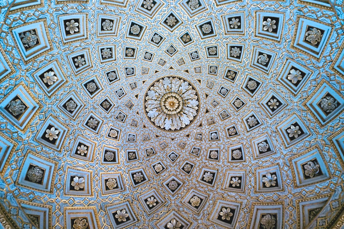 White and Brown Floral Dome Ceiling