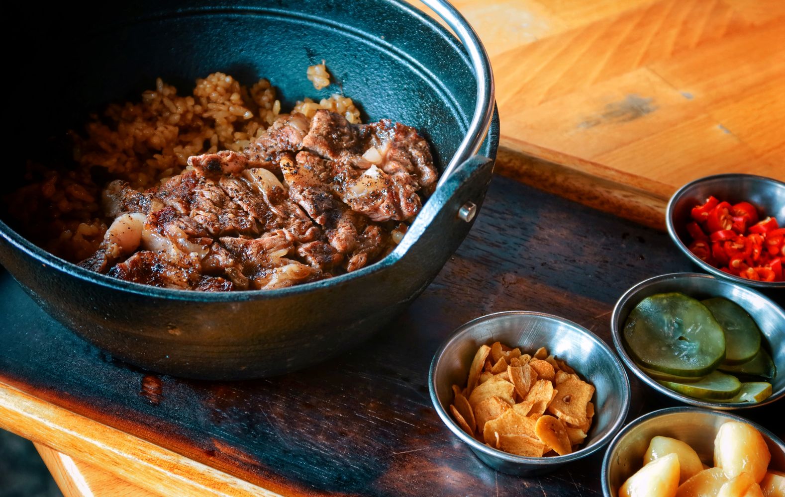 Herb-Crusted Kimchi Pancake with Sesame and Scallion