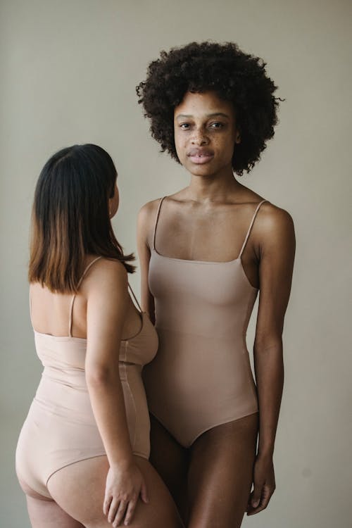 Two Women Posing in Underwear