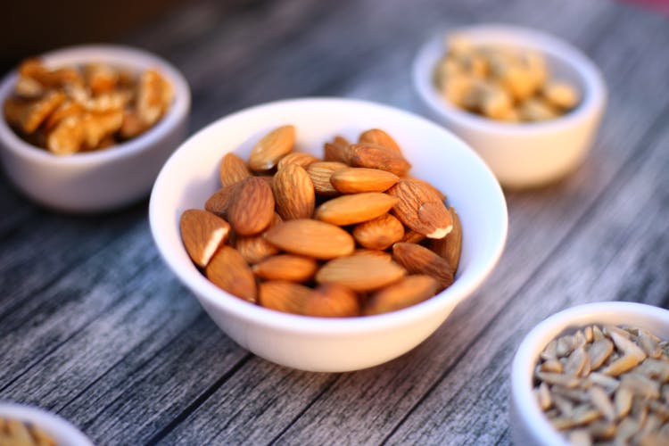  Almond Nuts On White Ceramic Bowl 