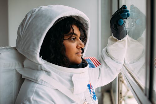 Woman Wearing An Astronaut Costume
