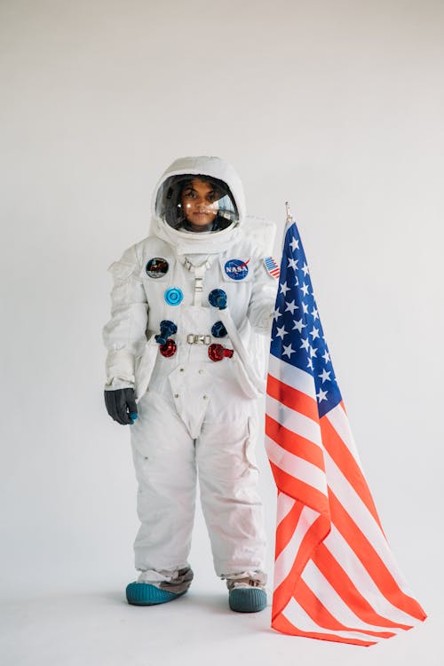 Woman Wearing An Astronaut Costume