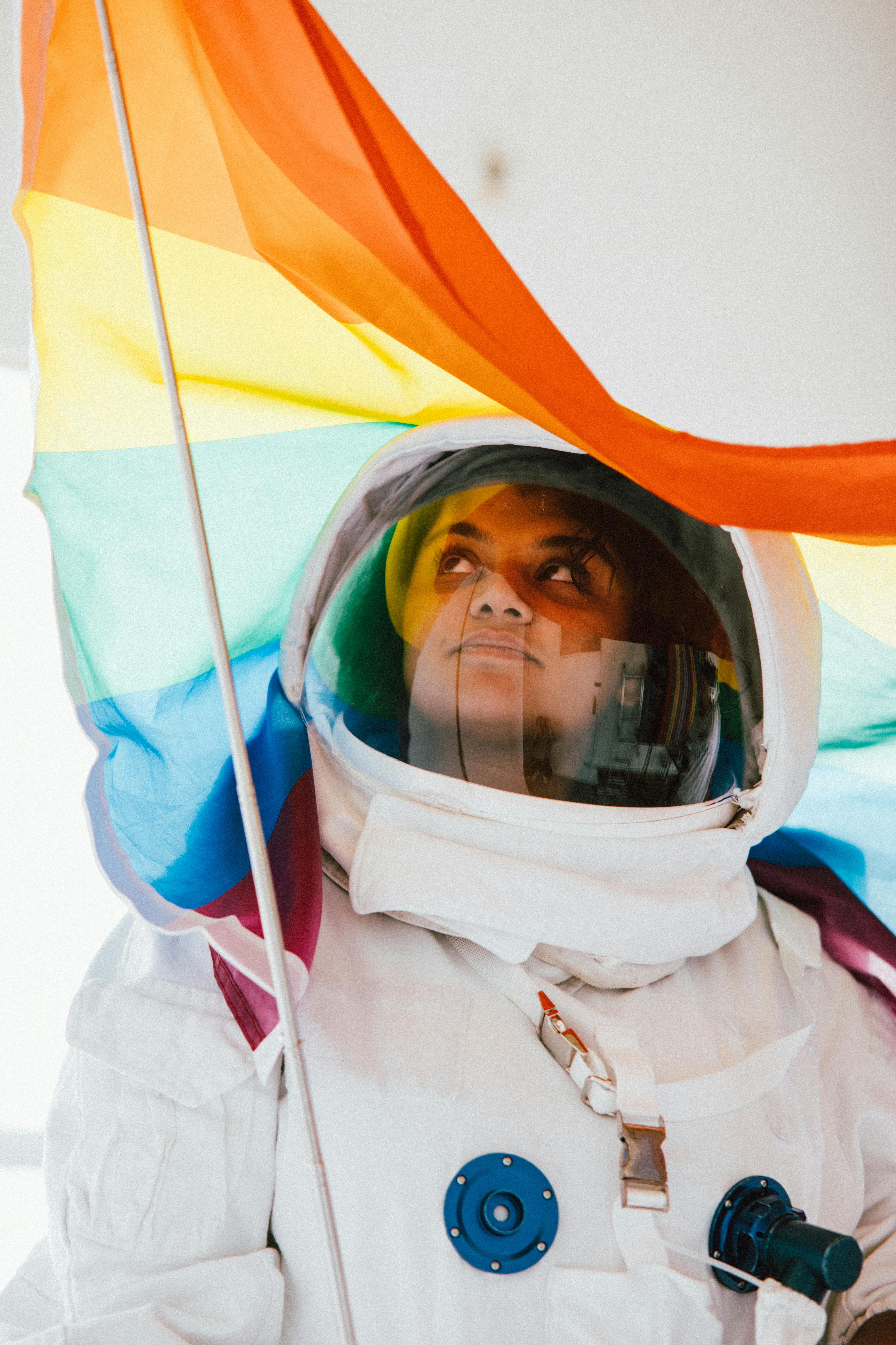 woman in an astronaut costume