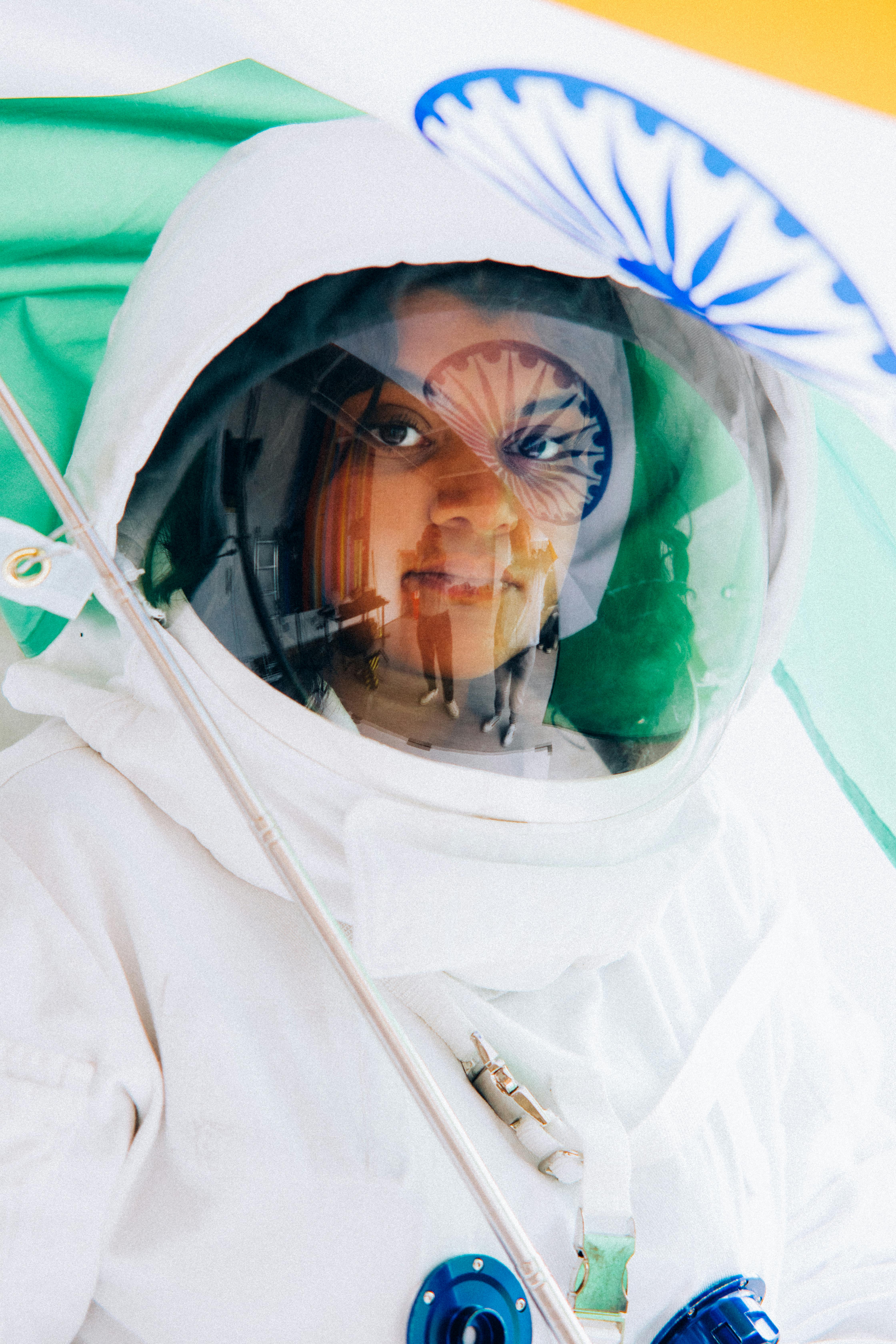 Woman Wearing An Astronaut Costume