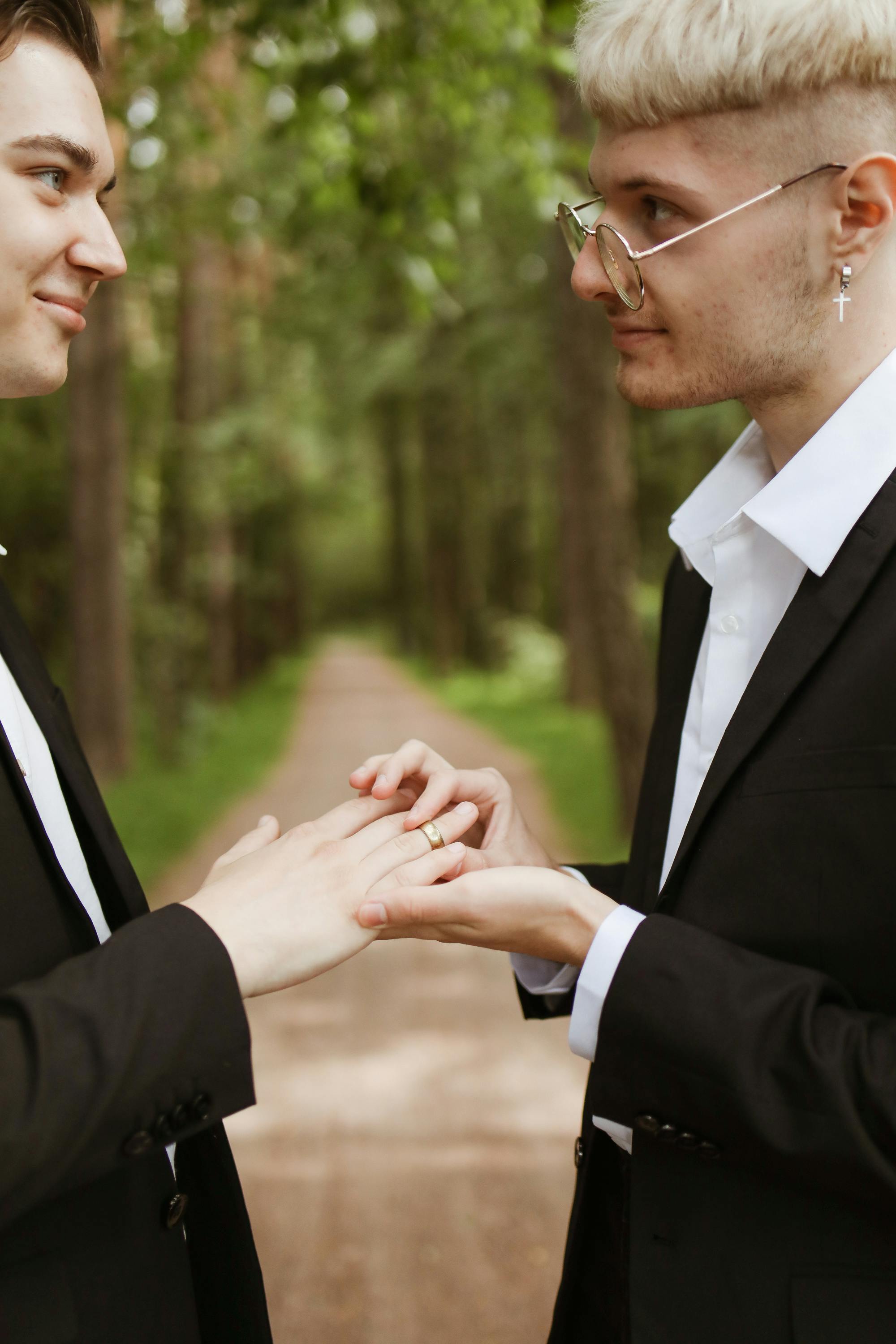 two men looking at each other