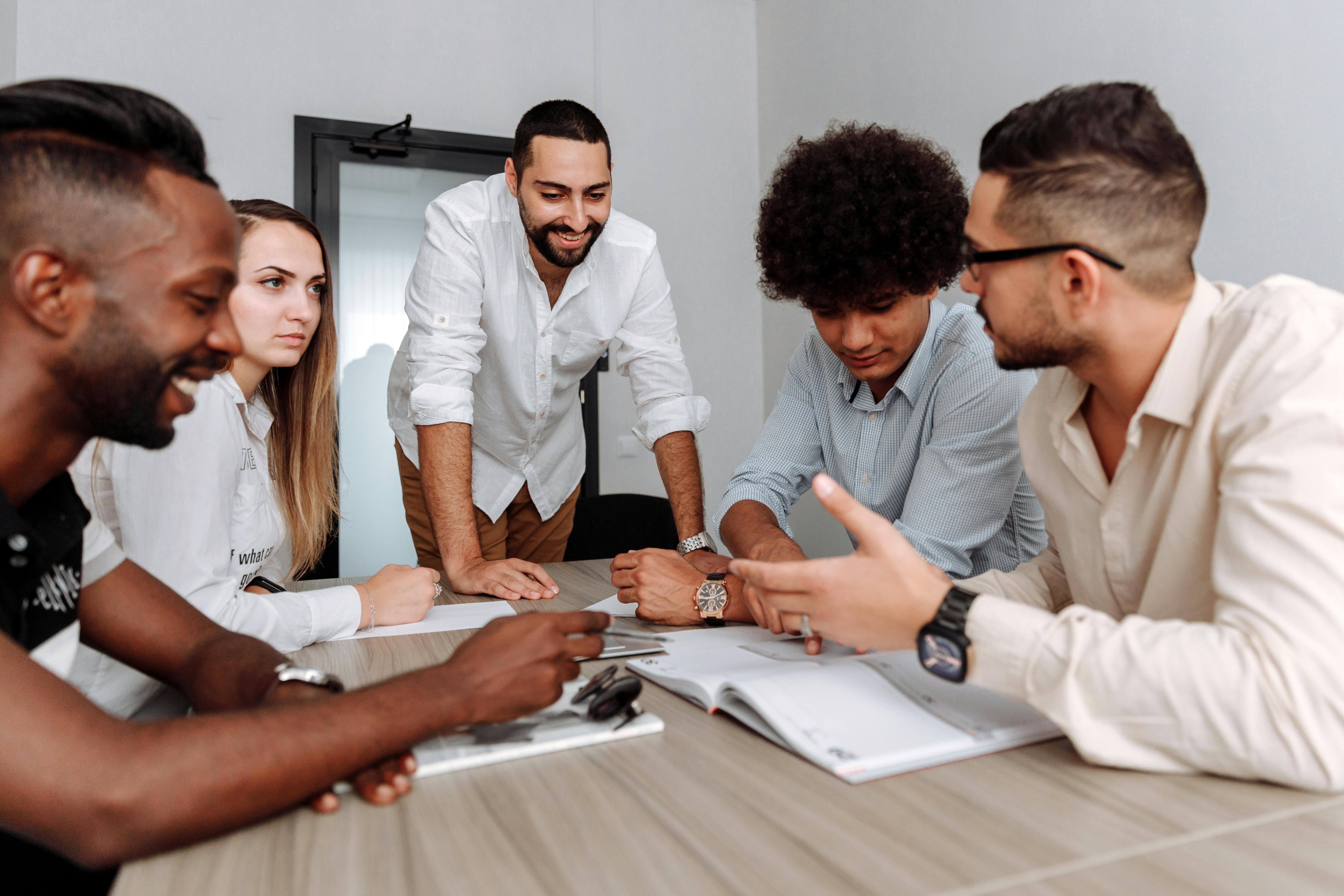 group of people in a meeting