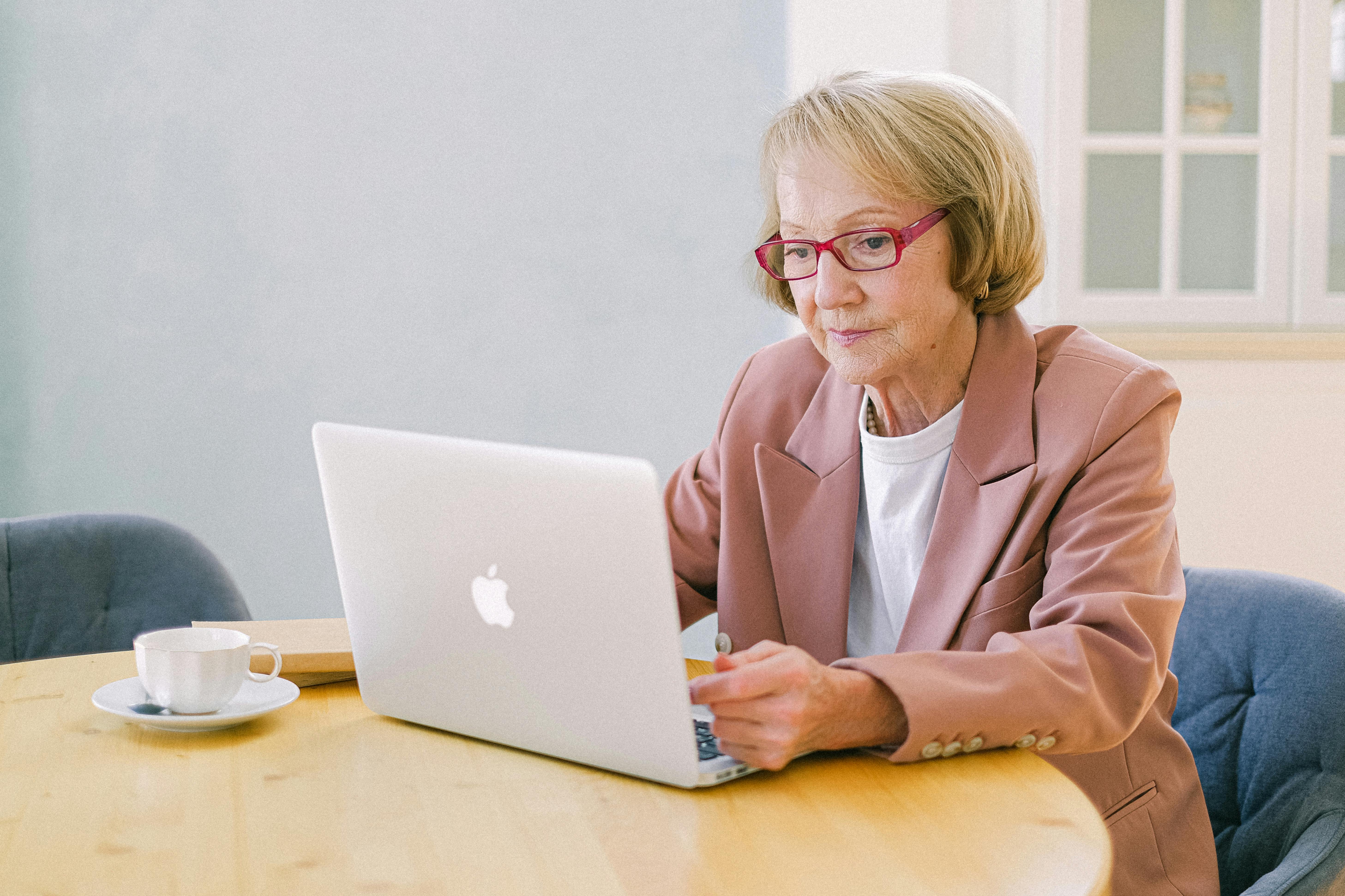 a woman using a laptop