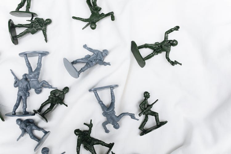 Military Playset Of Little Plastic Toy Soldiers