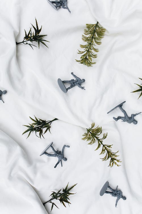 Free Toy Soldiers on White Cloth Stock Photo