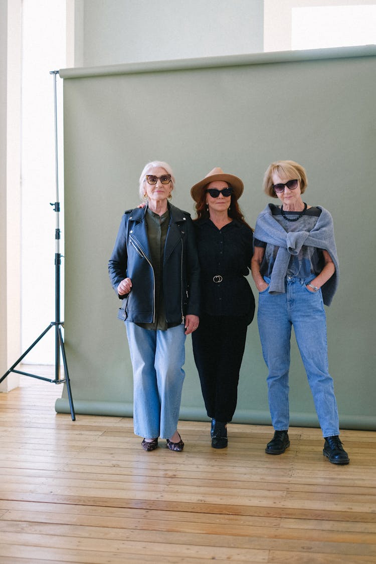 Senior Women In Trendy Outfit In Photo Studio