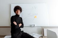 Man in Black Long Sleeve Shirt Sitting on Chair