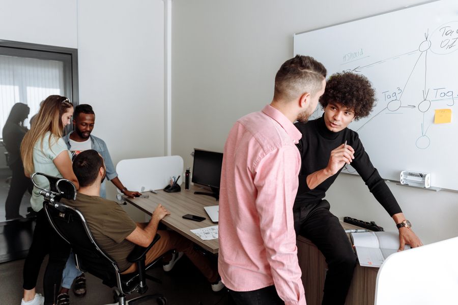 People collaborating around a project