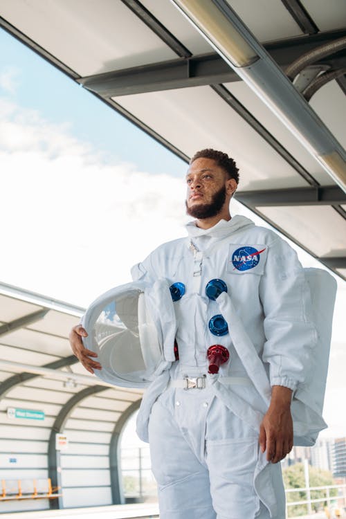 Free Man In An Astronaut Costume Stock Photo