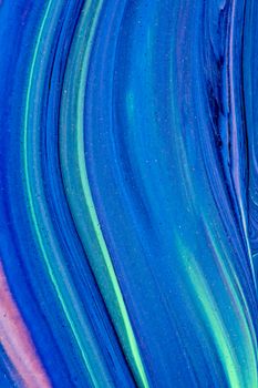 Dynamic abstract pattern featuring blue and green fluid art with smooth, flowing brushstrokes.