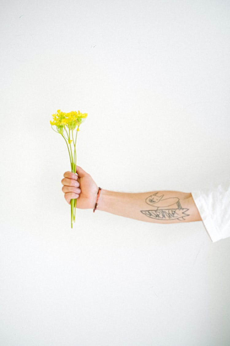 Crop Man With Flower In Hand