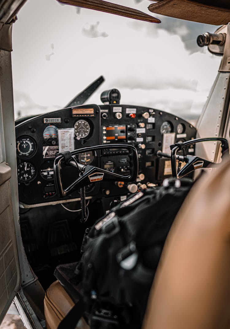 Light Aircraft Cabin With Control Panel