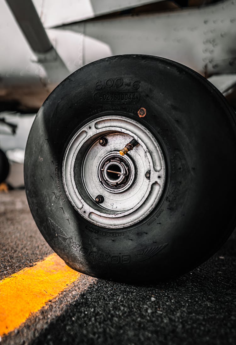 Chassis Of Plane Parked On Airfield