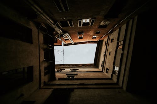 Bottom View of Sky and Old Buildings Walls