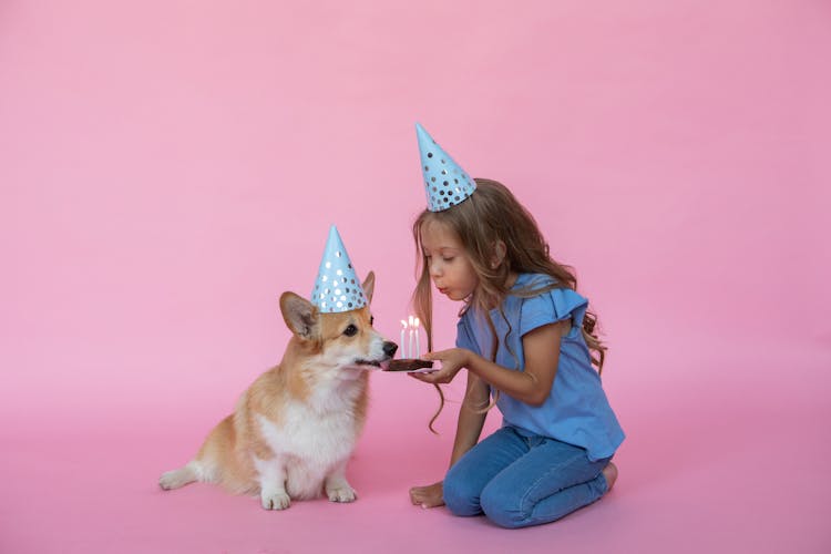 Girl Celebrating Dogs Birthday