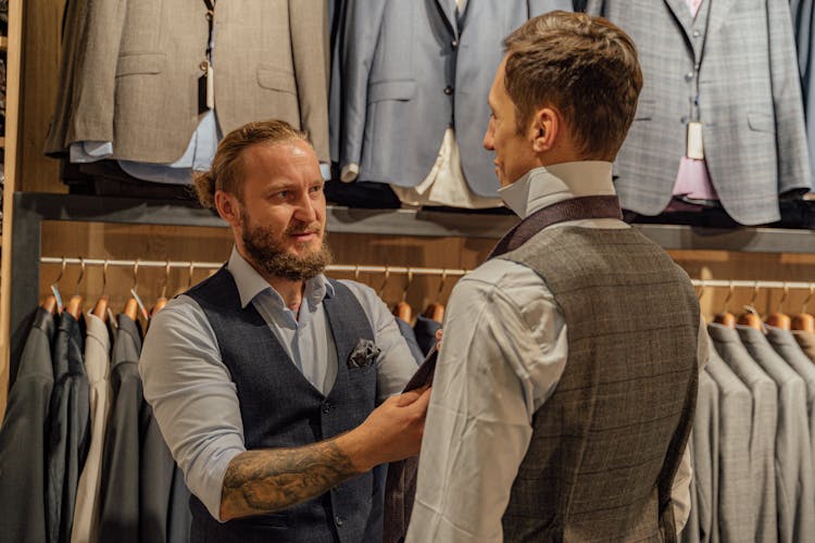 A Man Fitting Dress Shirt And Necktie