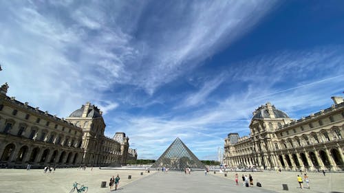 Free Wide Angle View on the Louvre Museum in Paris  Stock Photo