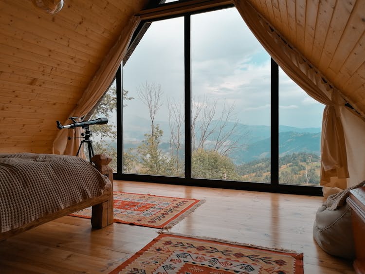 View From Window Of A Wooden Cabin