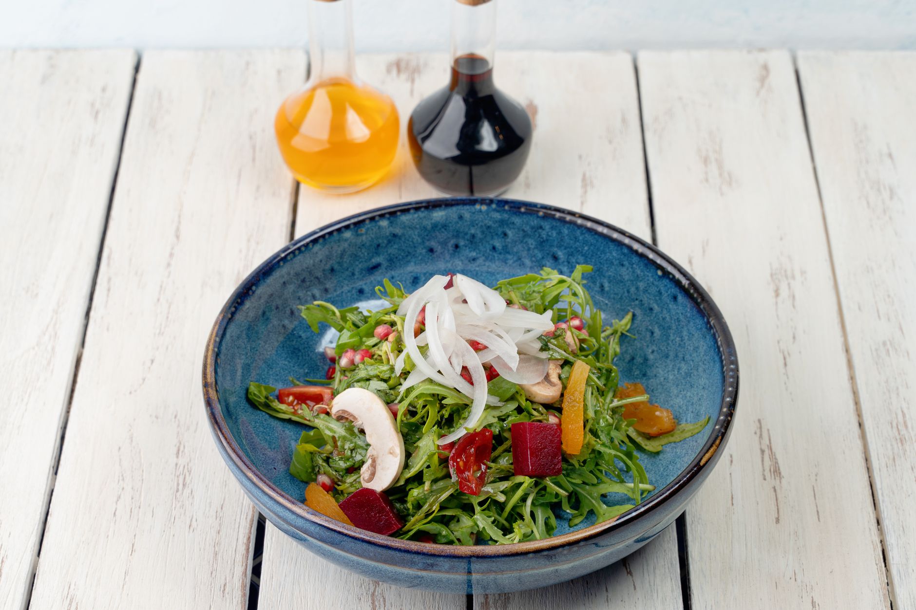 Pomegranate Arugula Salad with walnuts and Parmigiano