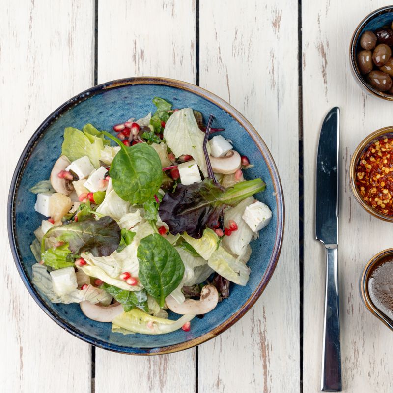 Greek Chicken Salad with Halloumi and Pomegranate
