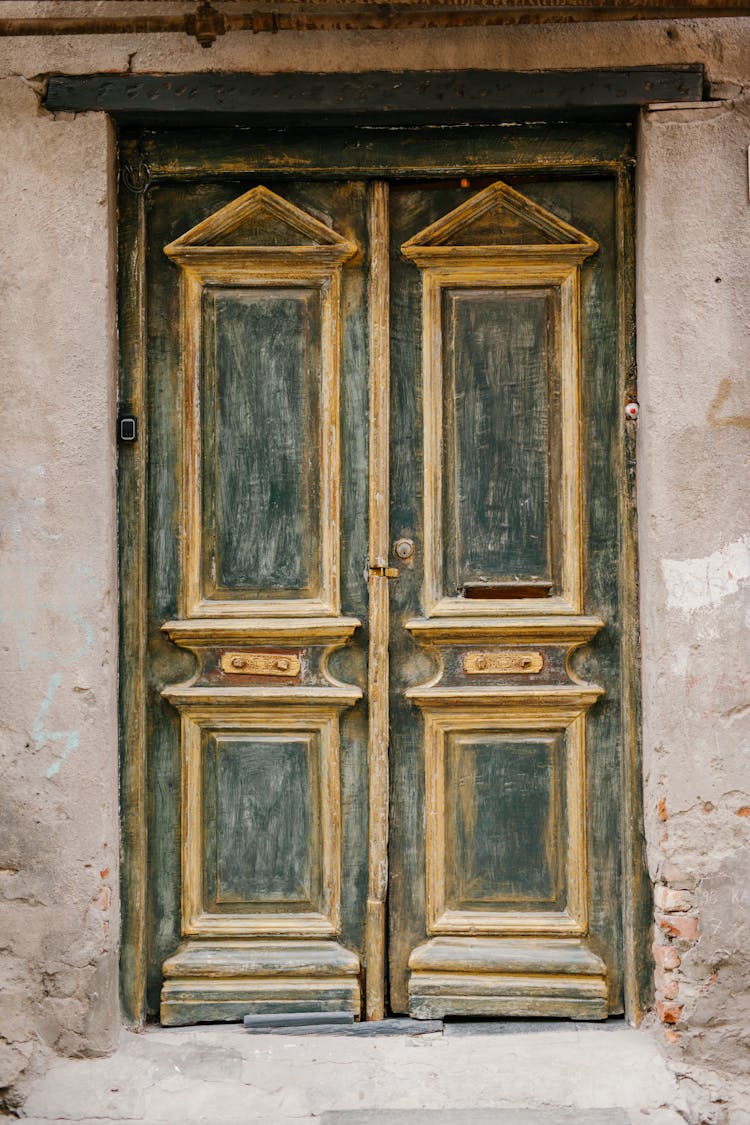 Entrance Of Old Stone Building With Shabby Doorway