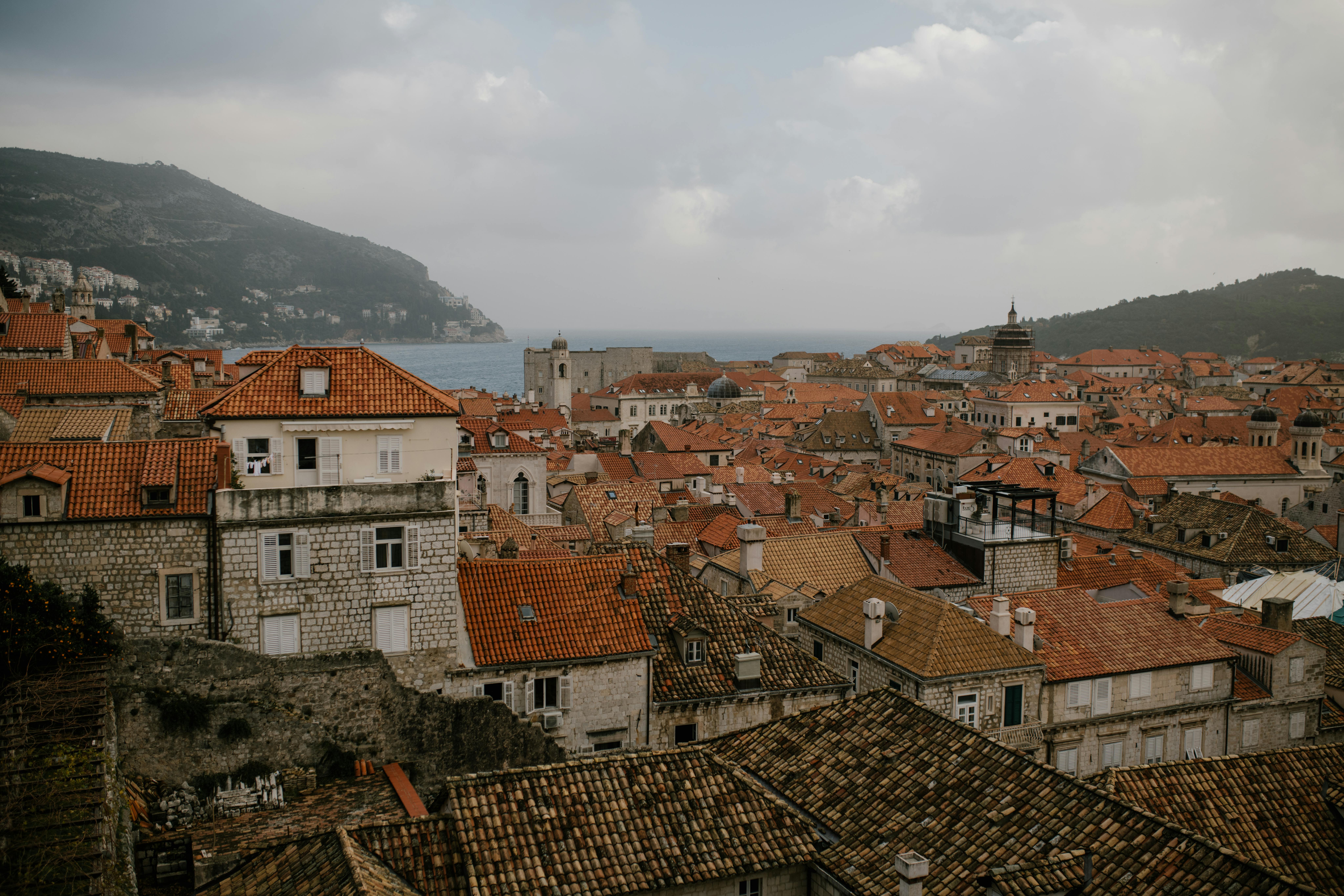 old town in mountainous terrain near sea
