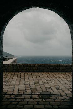 Arched stone passage of masonry fortress