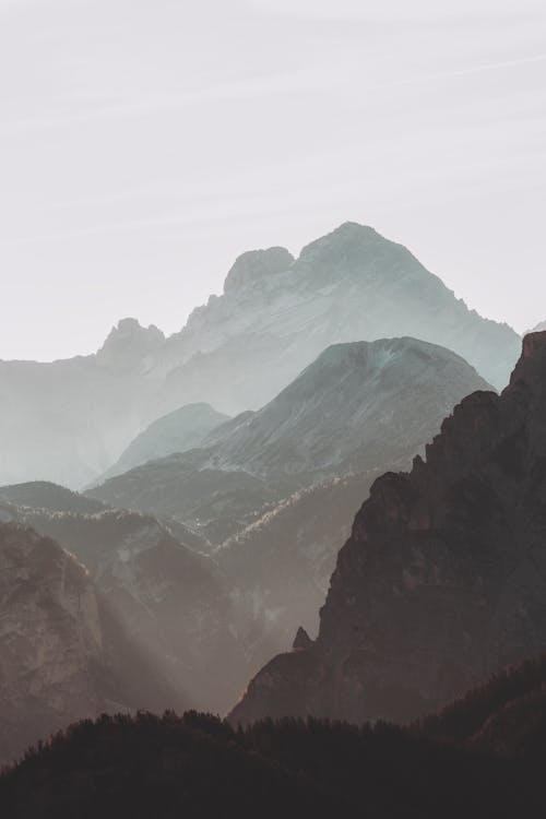 Landscape Scenery of Mountains during Foggy Weather