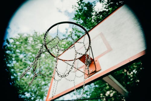 Brown Basketball Hoop with Chain Net