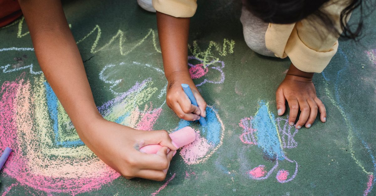 Children Using Chalk Children Painting with Chalk · Free Stock Photo