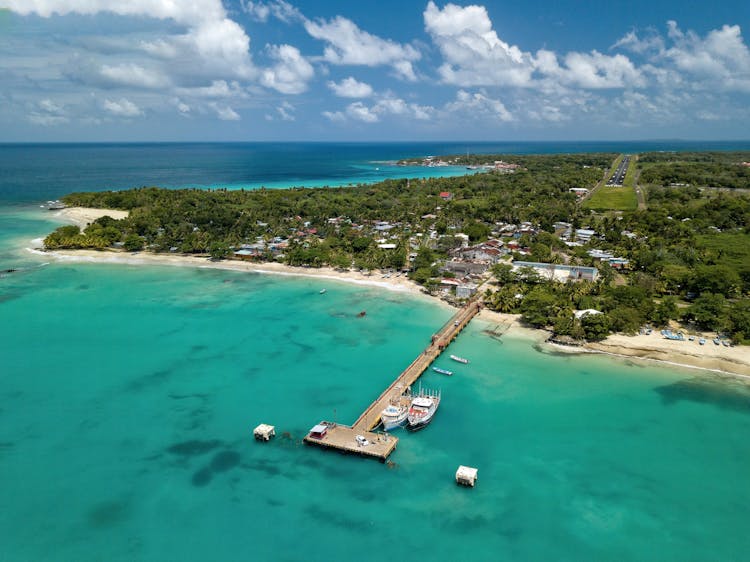 Aerial View Of A Dock In The Sea