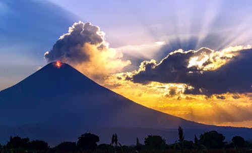 Silhouette an Active Volcano 