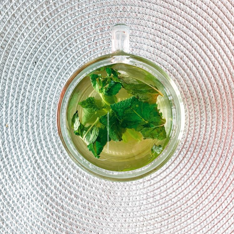 Kräutertee mit frischen grünen Minzblättern