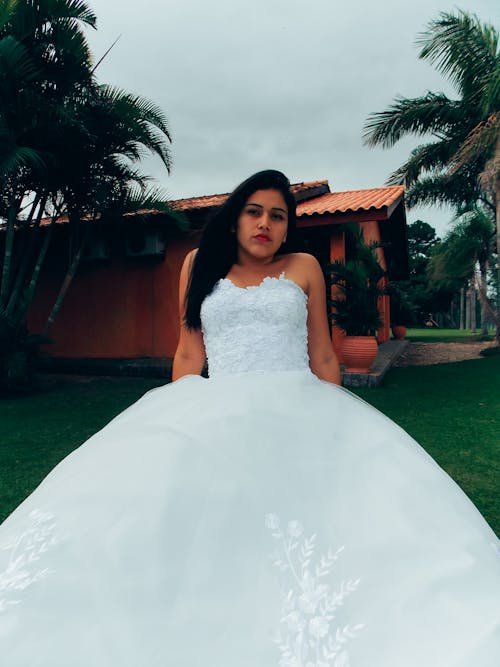 A Pretty Woman in White Dress