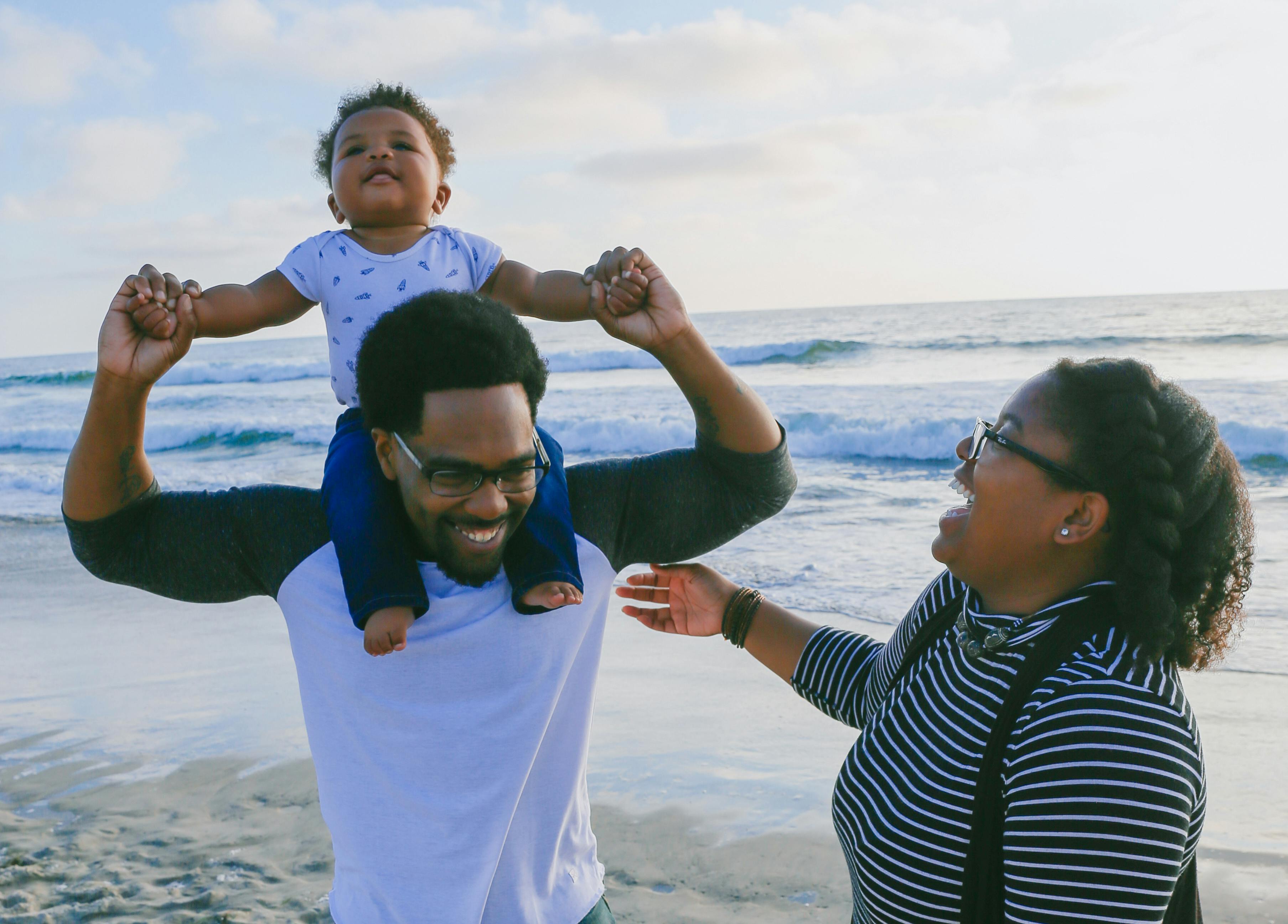happy family toddler vacation moment together