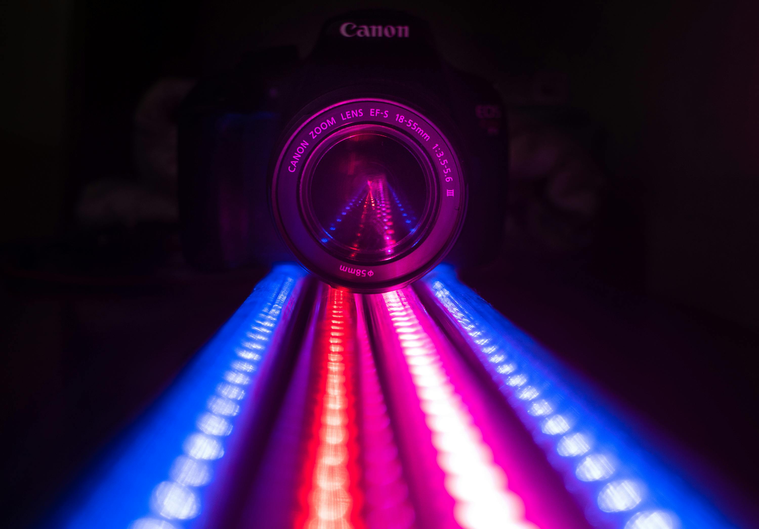 Led Light Tapes and Canon Camera · Free Stock Photo
