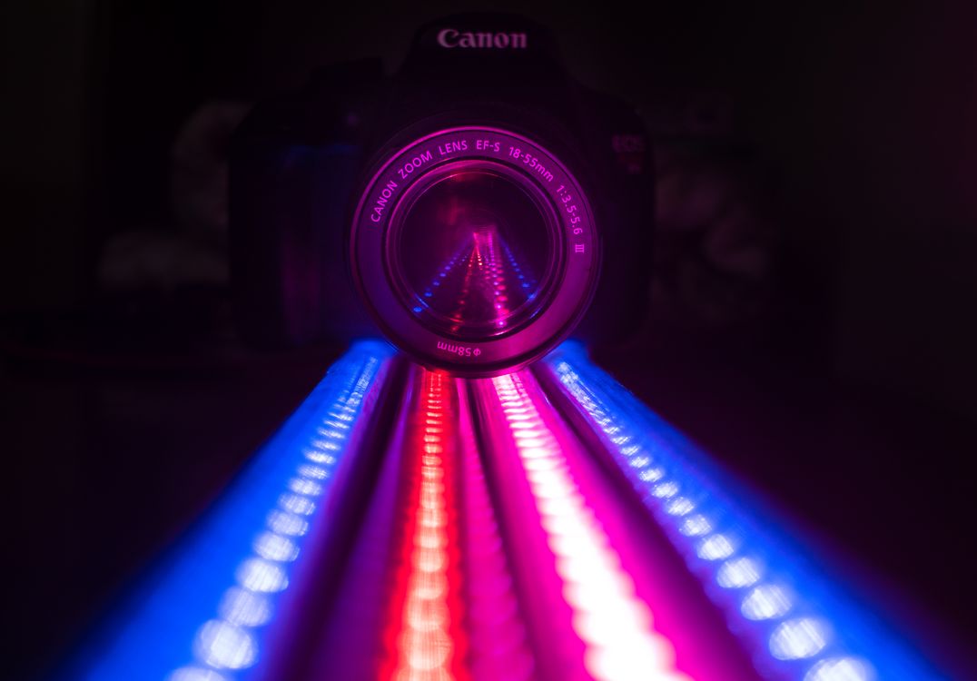Led Light Tapes and Canon Camera · Free Stock Photo