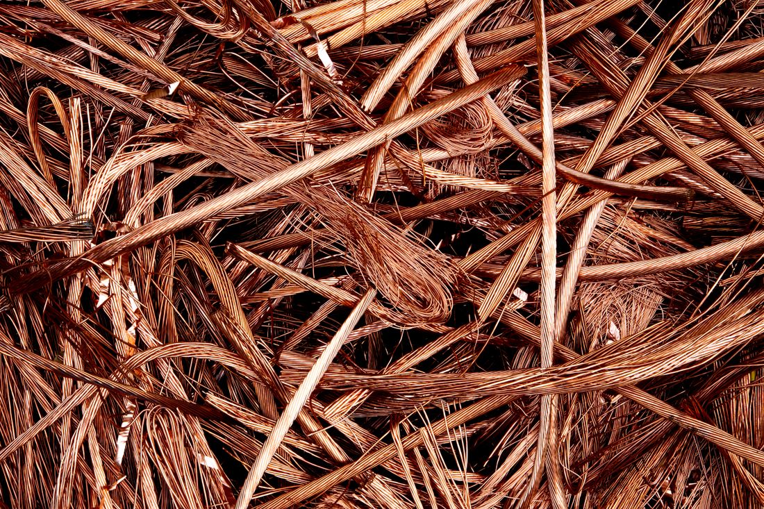Copper scrap material ready for recycling