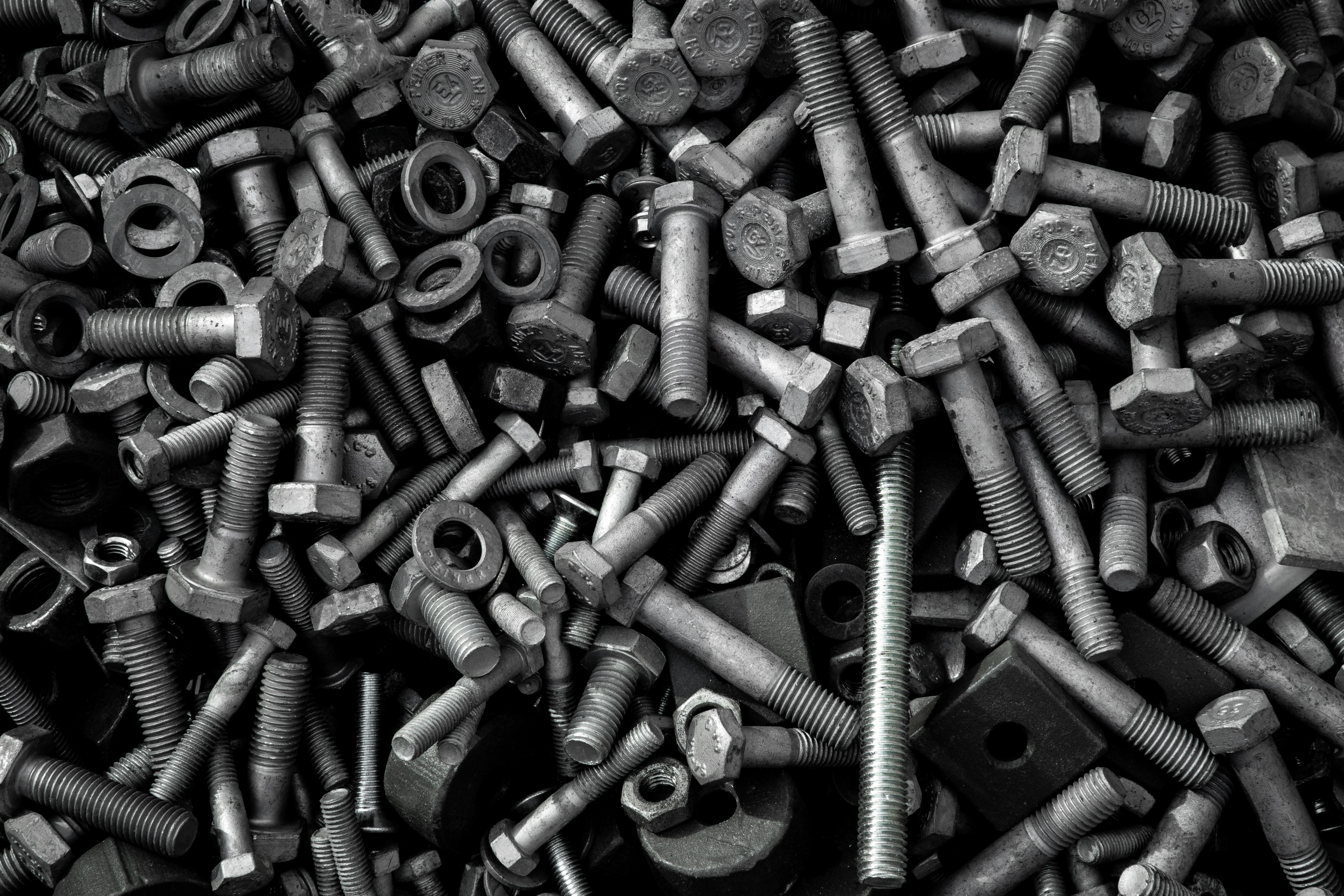 heap of assorted mechanical fasteners