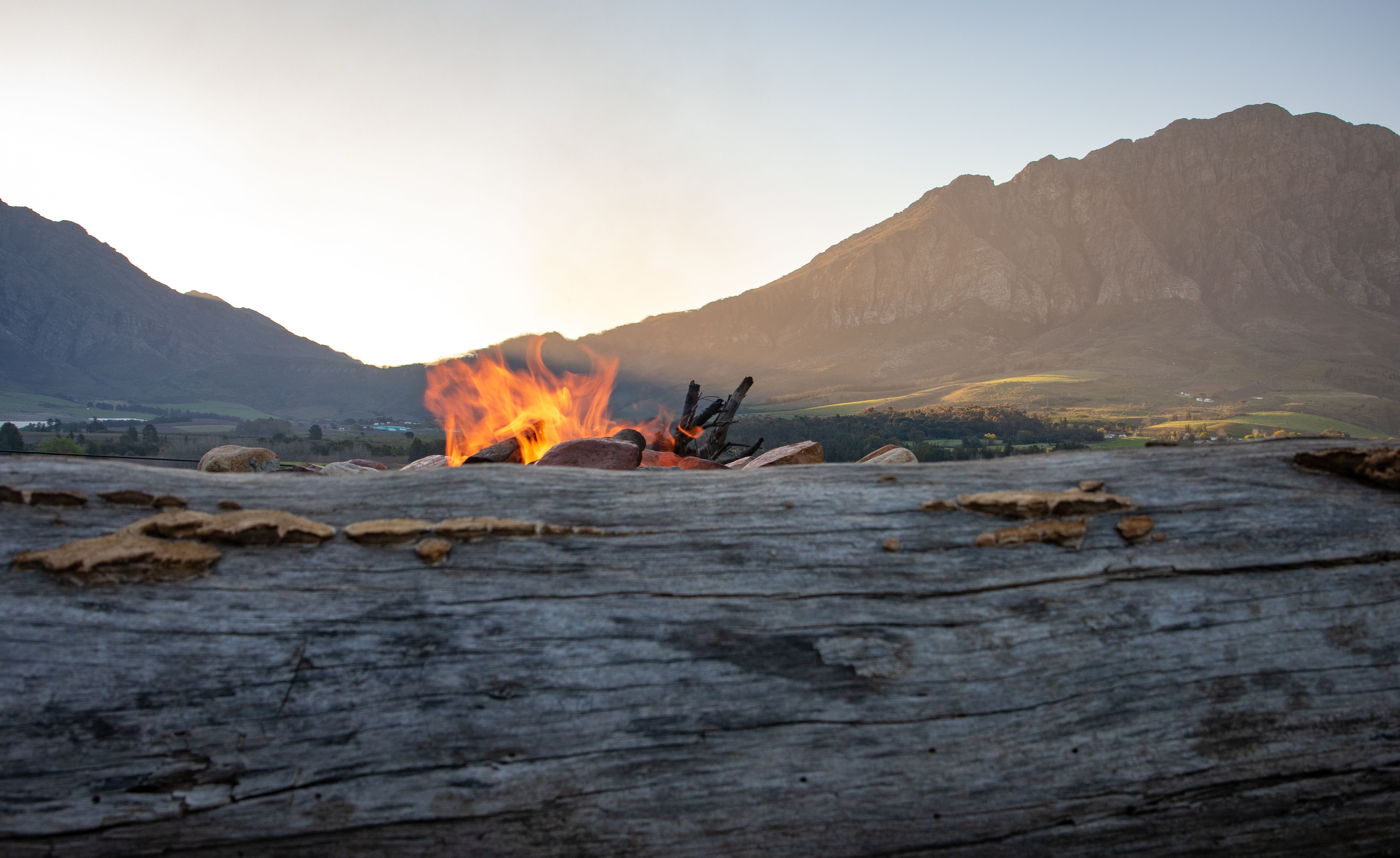 Luxury campfire setup at a glamping site in South Africa