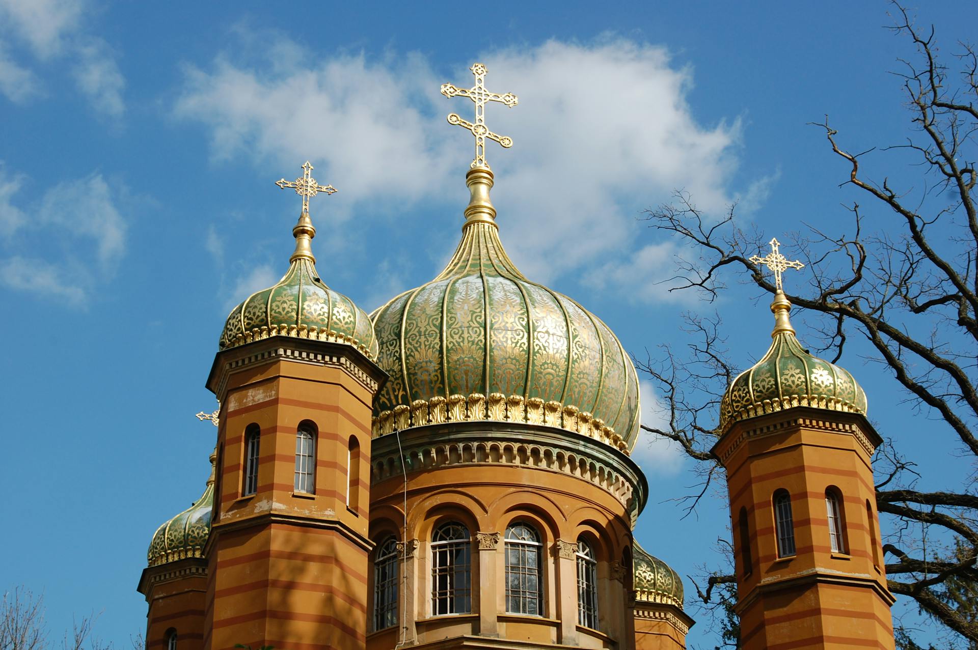 The Towers and Domes of the Russian Orthodox Chapel in Weimar