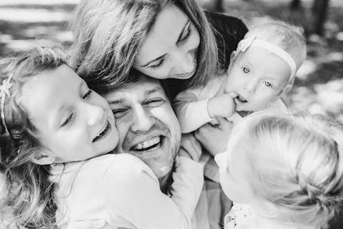 Free Monochrome Photo of a Happy Family   Stock Photo