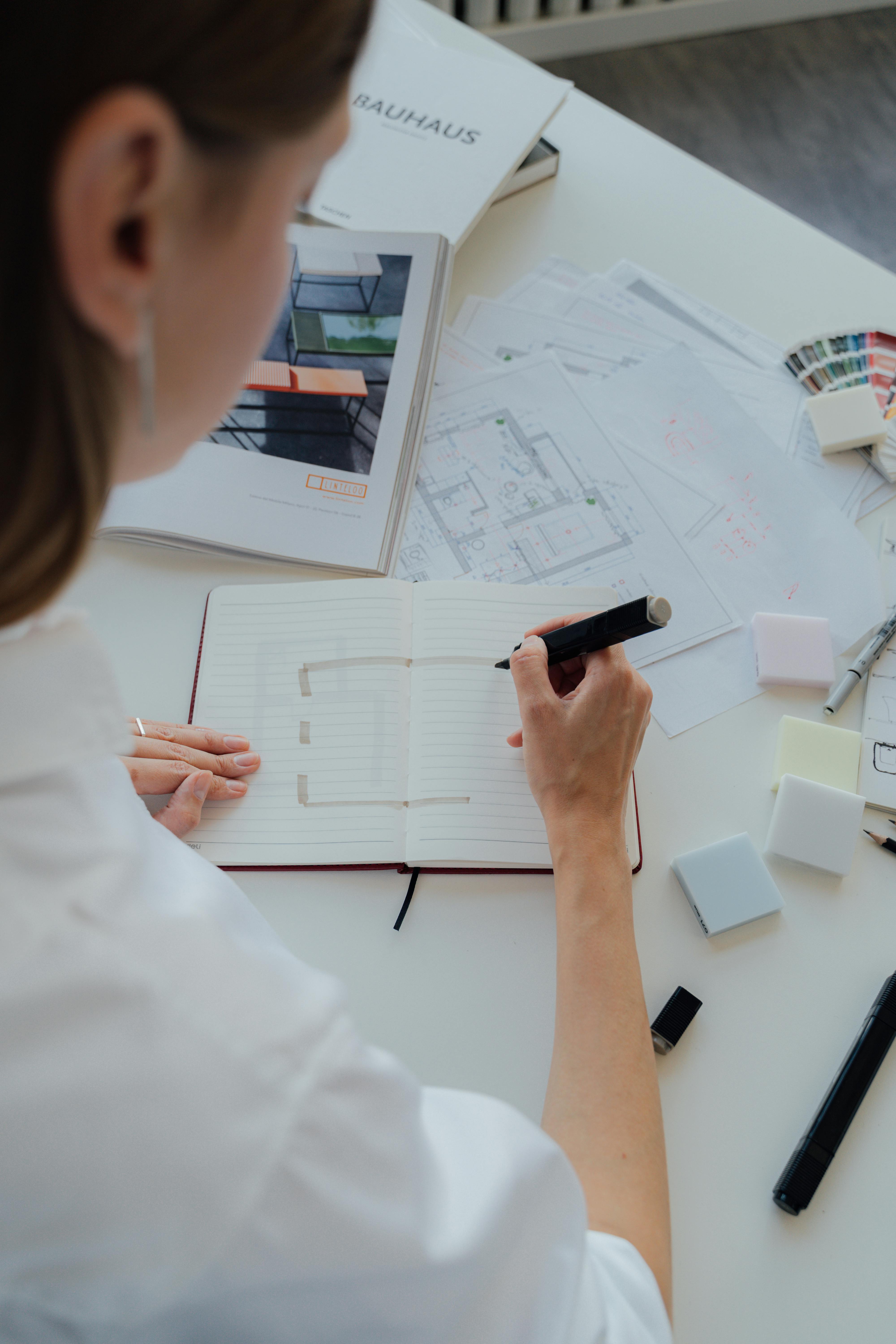 architect working on floor plans