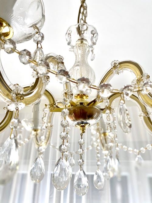 Free Brass and Glass  Chandelier Stock Photo