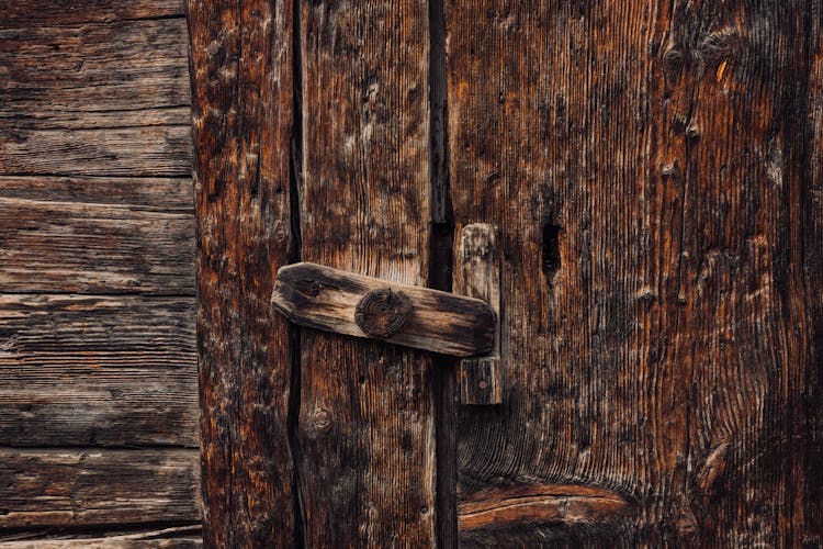 Aged Wooden Door With Handle