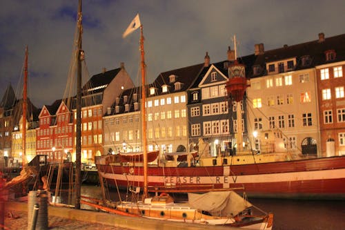 Ingyenes stockfotó éjszaka, Koppenhága, nyhavn témában